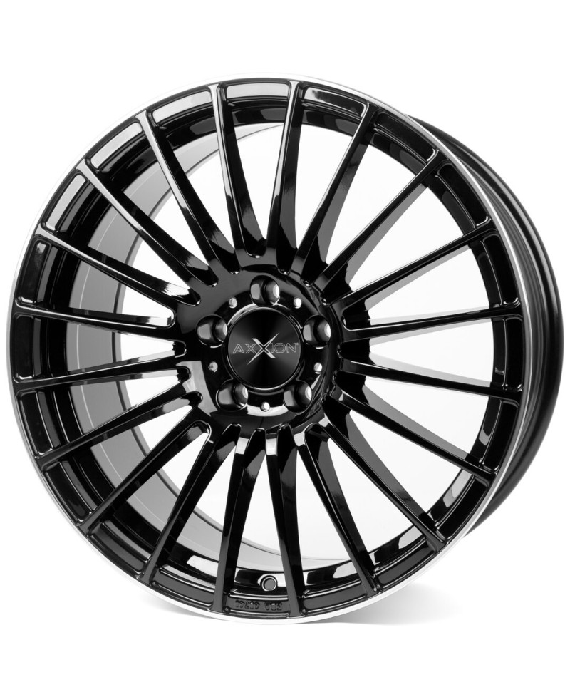 Jante ALU AXXION AX5 laqué noir brillant , Rebord poli  , 8.5X19 5/112 ET45, Alésage 72.6