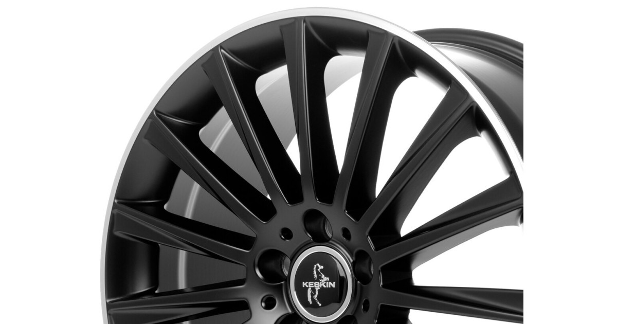 KESKIN KT18 Turbo MATT BLACK LIP POLISH 10x22 5/130 ET40 Alésage 84,1