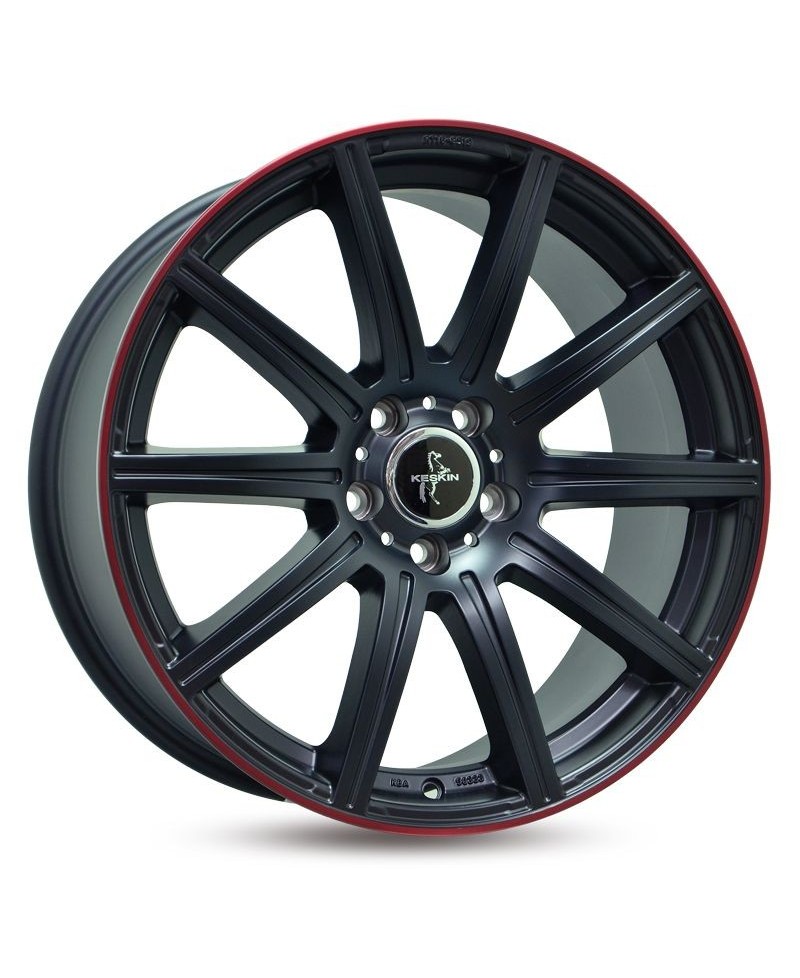 KESKIN KT16 Dynamic MATT BLACK LIP RED 9,5x19 5/112 ET45 Alésage 66,6