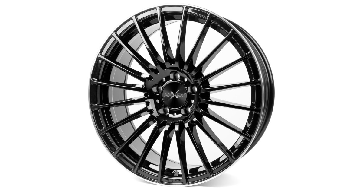 Jante ALU AXXION AX5 laqué noir brillant , Rebord poli , 8.5X19 5/112 ET32, Alésage 72.6