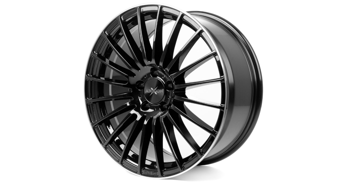 Jante ALU AXXION AX5 laqué noir brillant , Rebord poli , 8.5X19 5/112 ET32, Alésage 72.6