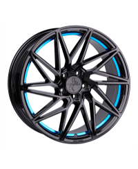 KESKIN KT20 Future BLACK PAINTED BLUE INSIDE 8x18 5/112 ET30 Alésage 72,6