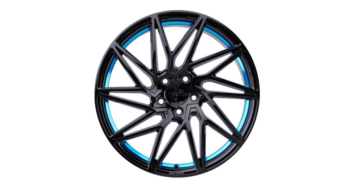 KESKIN KT20 Future BLACK PAINTED BLUE INSIDE 8x18 5/112 ET30 Alésage 72,6