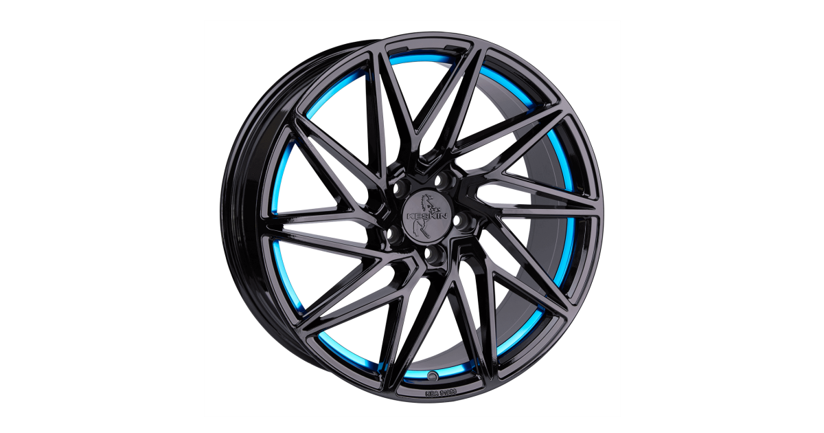 KESKIN KT20 Future BLACK PAINTED BLUE INSIDE 8x18 5/112 ET45 Alésage 72,6