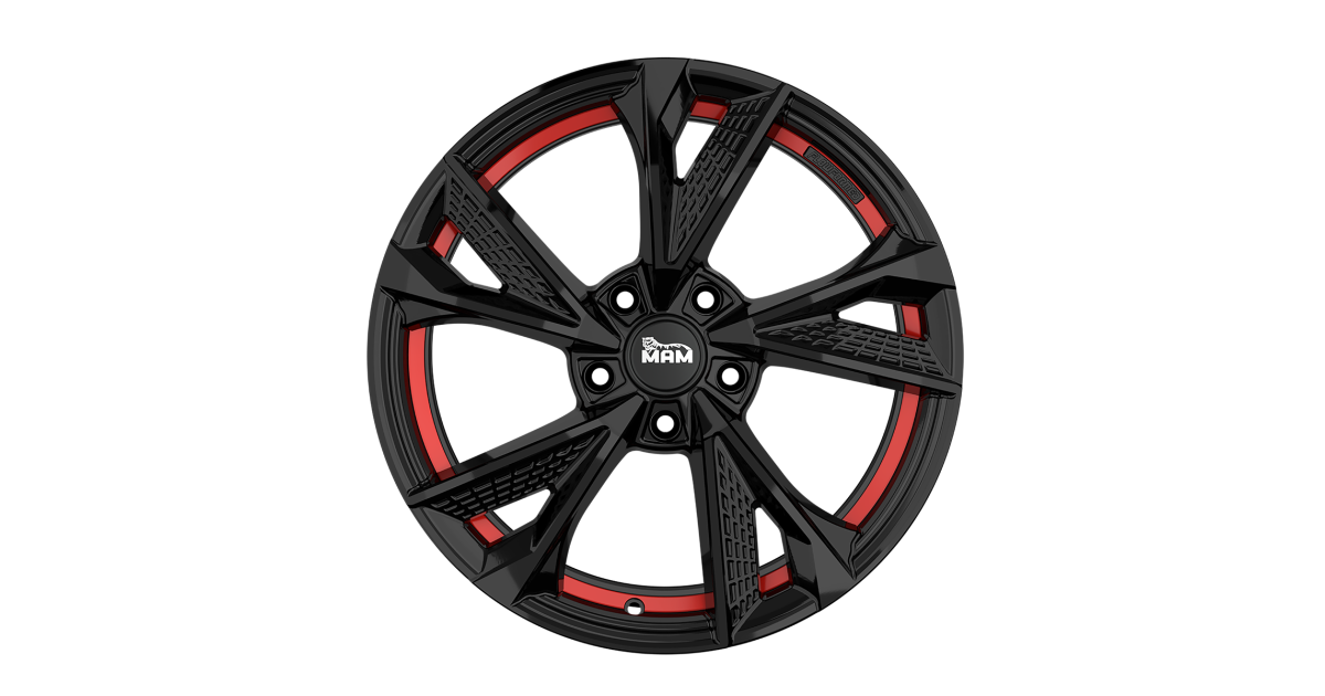 Jante ALU, MAM RS6 BLACK PAINTED RED INSIDE 5/108 ET45, Alésage 72.6