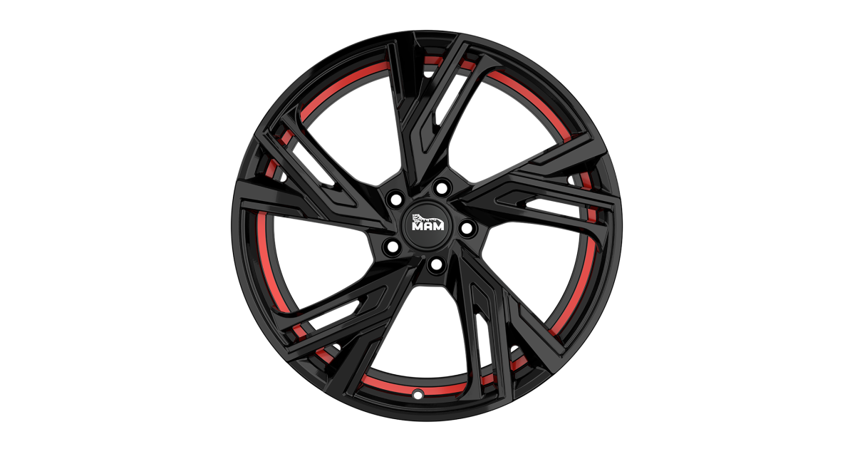Jante ALU, MAM RS5 BLACK PAINTED RED INSIDE 5/120 ET35, Alésage 72.6