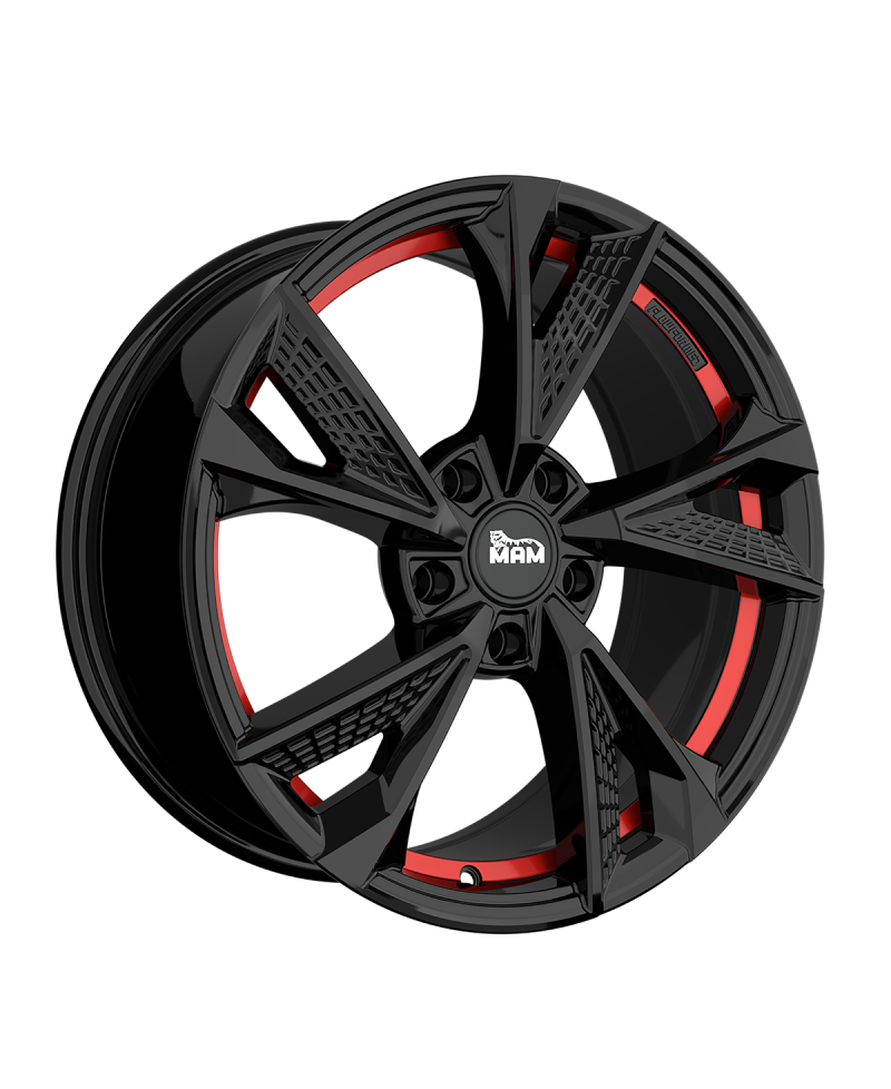 Jante ALU, MAM RS6 BLACK PAINTED RED INSIDE 5/114.3 ET30, Alésage 72.6