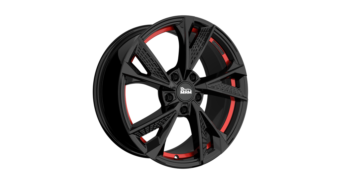 Jante ALU, MAM RS6 BLACK PAINTED RED INSIDE 5/114.3 ET30, Alésage 72.6
