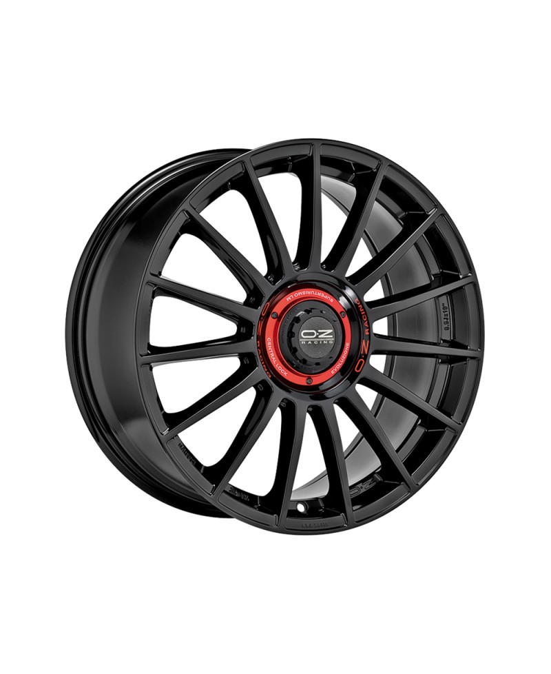 Jante ALU, OZ SUPERTURISMO EVOLUZIONE GLOSS BLACK + RED LETTERING, 8X18 5/112 ET45, Alésage 66.7