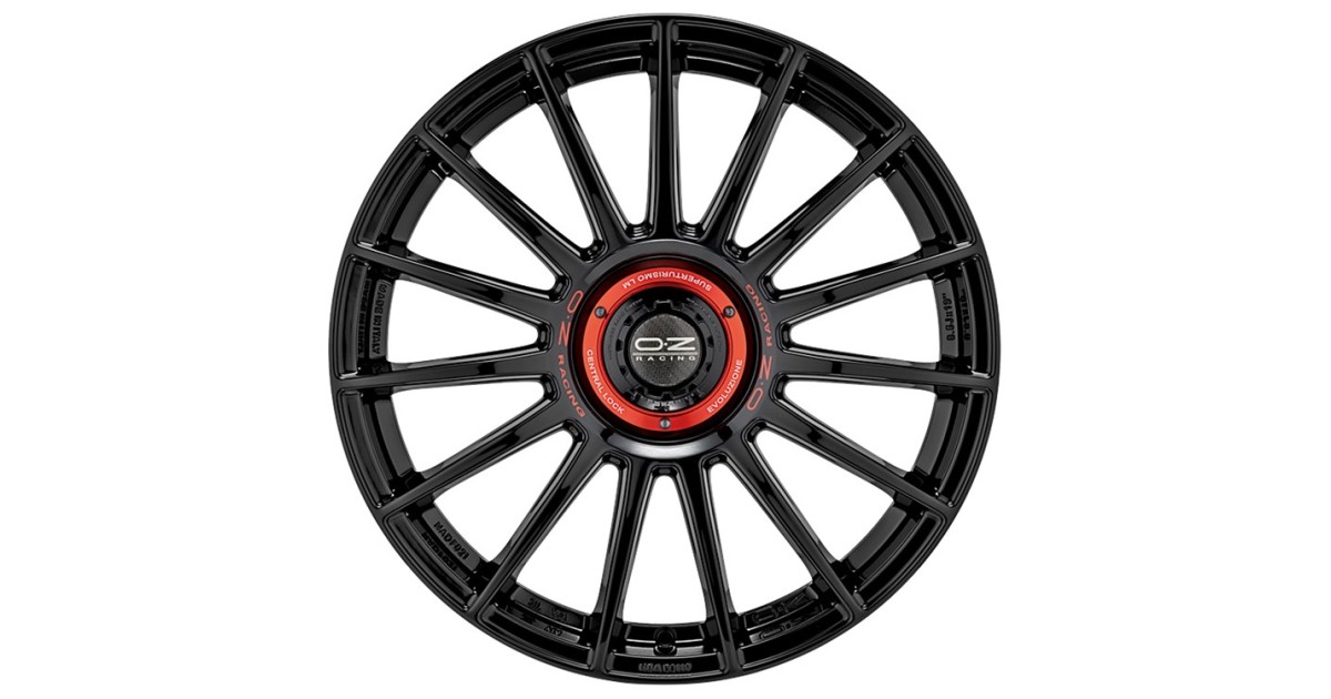 Jante ALU, OZ SUPERTURISMO EVOLUZIONE GLOSS BLACK + RED LETTERING, 8.5X19 5/112 ET38, Alésage 75