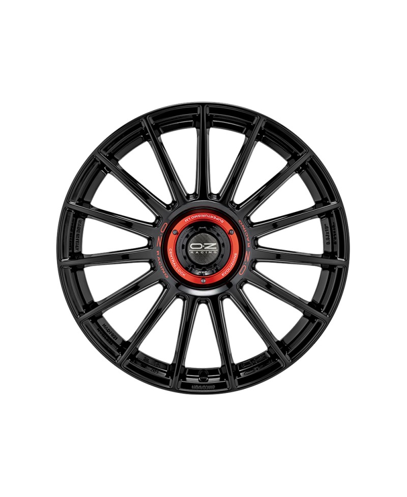 Jante ALU, OZ SUPERTURISMO EVOLUZIONE GLOSS BLACK + RED LETTERING, 8X18 5/114.3 ET45, Alésage 75
