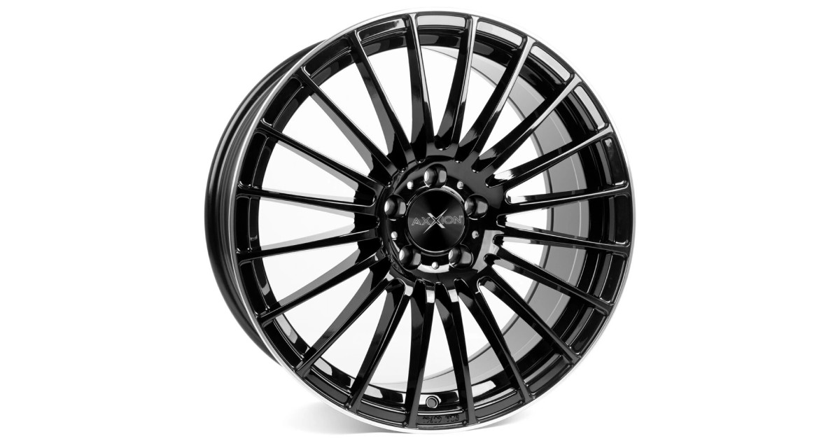 Jante ALU AXXION AX5 laqué noir brillant , Rebord poli , 8X18 5/112 ET45, Alésage 72.6