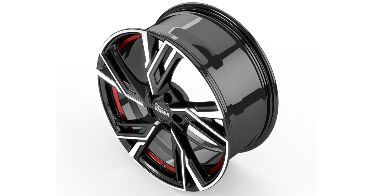 Jante ALU, MAM RS5 BLACK FRONT POLISH RED INSIDE  6.5X16 4/108 ET37, Alésage 63.4