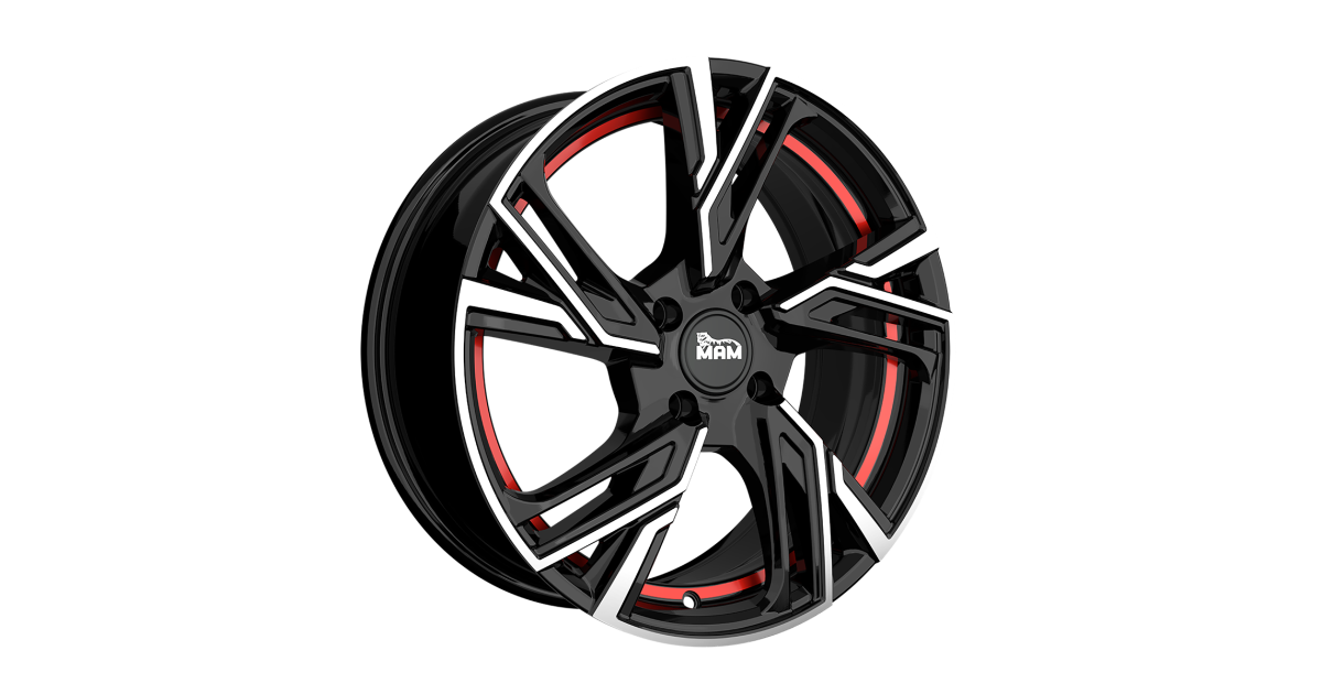 Jante ALU, MAM RS5 BLACK FRONT POLISH RED INSIDE  7X16  5/114.3 ET38, Alésage 72.6