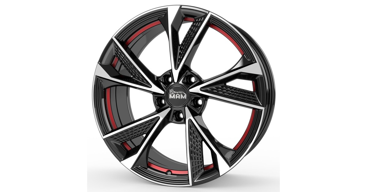 Jante ALU, MAM RS6 BLACK FRONT POLISH RED INSIDE  7X16  5/114.3 ET38, Alésage 72.6