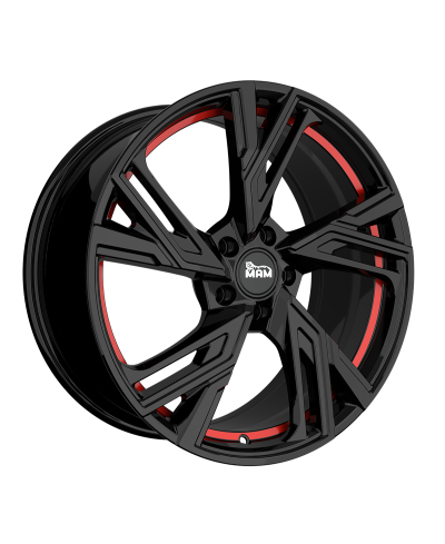 Jante ALU, MAM RS5 BLACK PAINTED RED INSIDE 7.5X17 5/114.3 ET45, Alésage 72.6