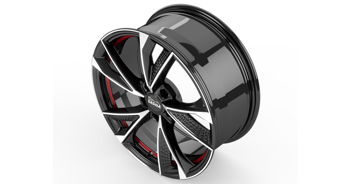 Jante ALU, MAM RS6 BLACK FRONT POLISH RED INSIDE 7X16 5/100 ET38, Alésage 63.4