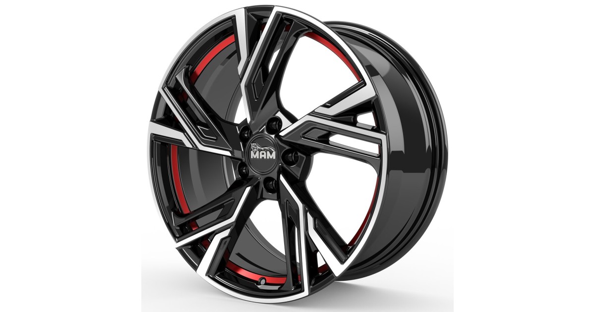 Jante ALU, MAM RS5 BLACK FRONT POLISH RED INSIDE 7X16 5/100 ET38, Alésage 63.4