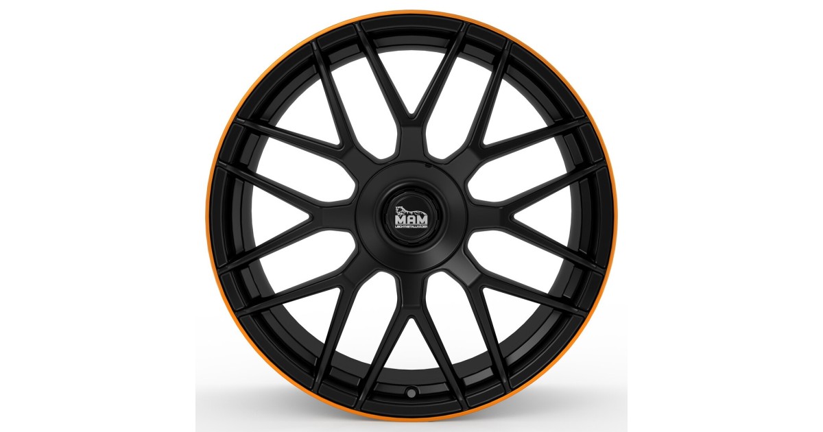 MAM GT1 MATT BLACK LIP ORANGE 9,5x19 5/112 ET30 Alésage 66,6