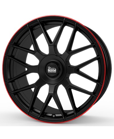 MAM GT1 MATT BLACK LIP RED 9,5x19 5/112 ET30 Alésage  66,6