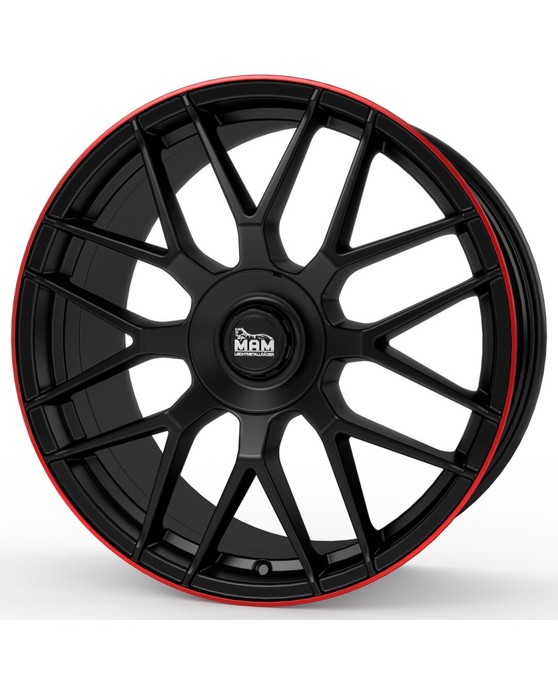 MAM GT1 MATT BLACK LIP RED 9,5x19 5/112 ET30 Alésage  66,6