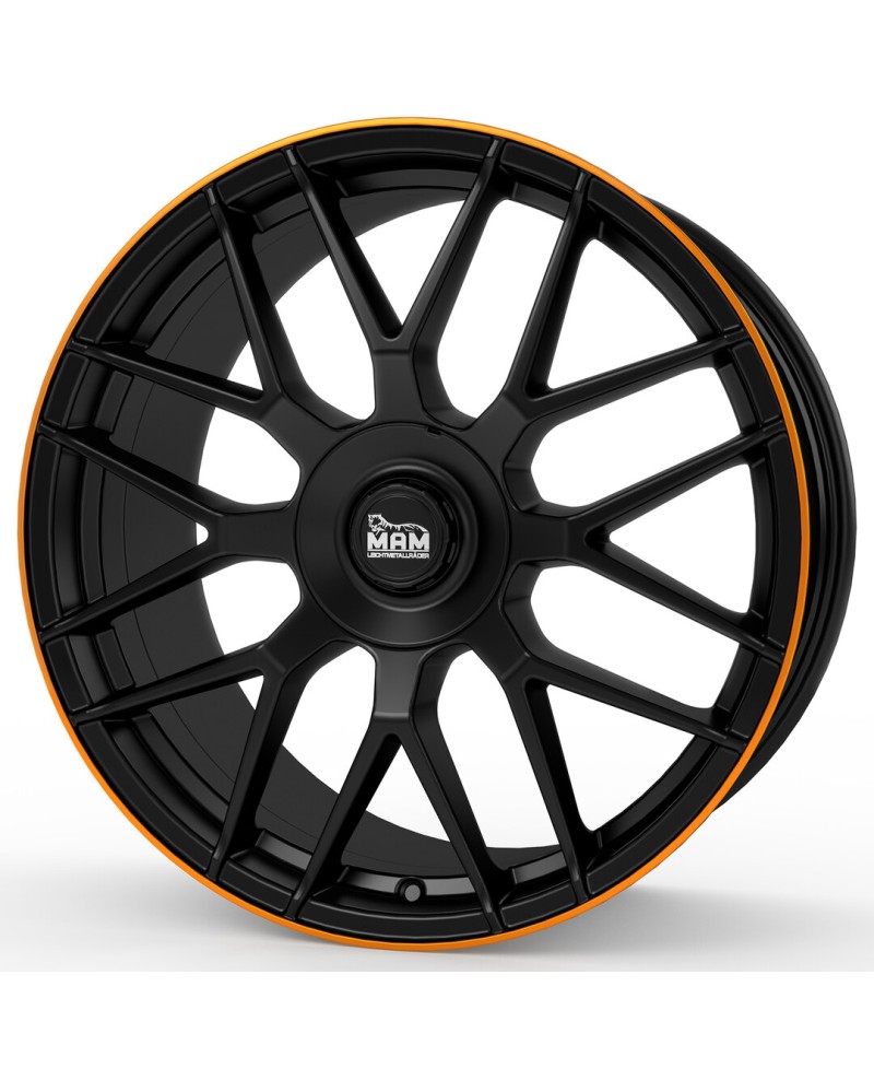 MAM GT1 MATT BLACK LIP ORANGE 9,5x19 5/112 ET42 Alésage 66,6
