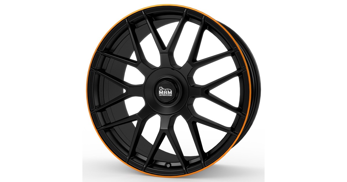 MAM GT1 MATT BLACK LIP ORANGE 9,5x19 5/112 ET42 Alésage 66,6