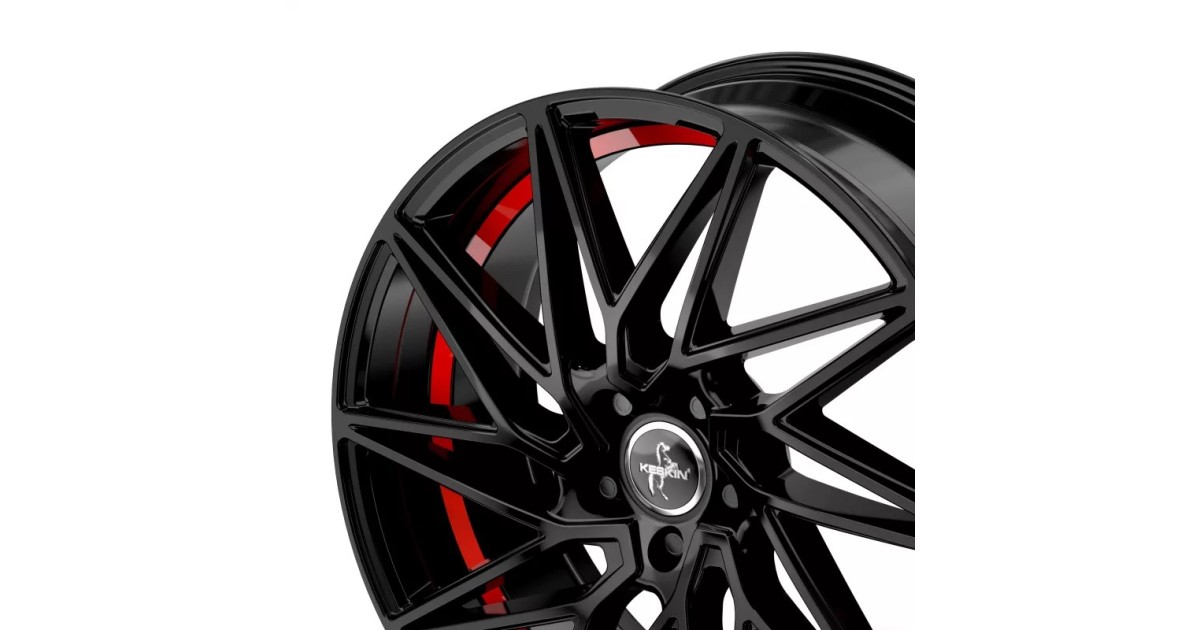 KESKIN KT20 Future BLACK PAINTED RED INSIDE 8x18 5/112 ET45 Alésage 72,6