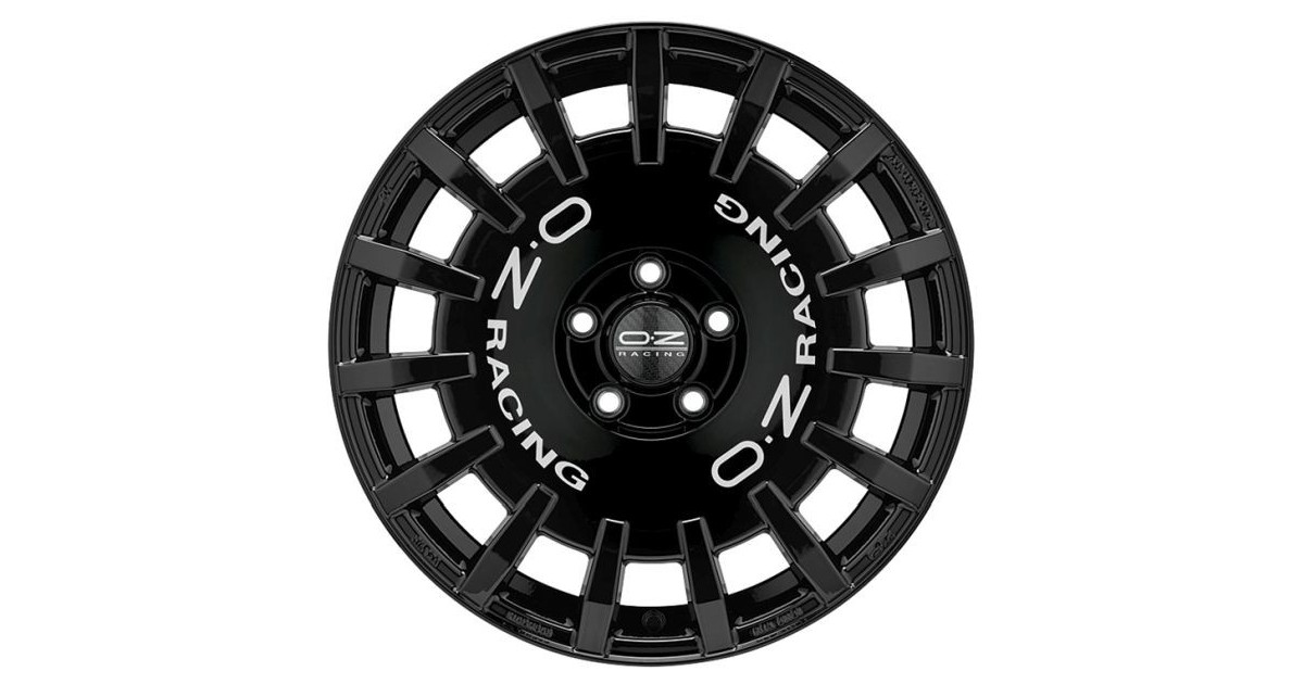 Jante ALU, OZ  RALLY Noir brillant ,Lettrage argent 8X19 5/112 ET45, Alésage 75