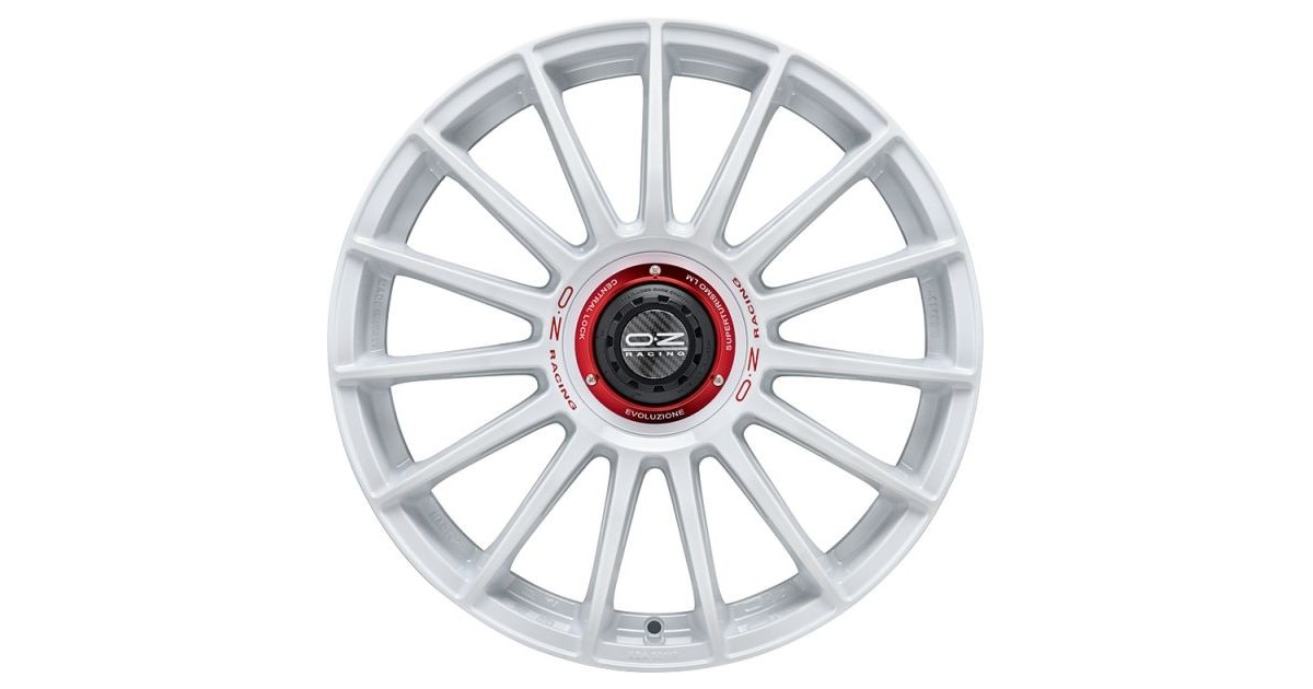 Jante ALU, OZ  SUPERTURISMO EVOLUZIONE WRC Blanc racing , Lettrage rouge 8.5X19 5/112 ET38, Alésage 75.1