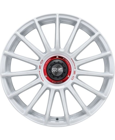 Jante ALU, OZ SUPERTURISMO EVOLUZIONE WRC  Blanc racing , Lettrage rouge 8X18 5/114.3 ET45, Alésage 75.1