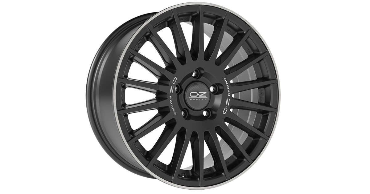 Jante ALU, OZ RALLY  DESERT  Noir Mat + Bord Poli + Lettrage argent 8X18 5/120 ET55, Alésage 65.1