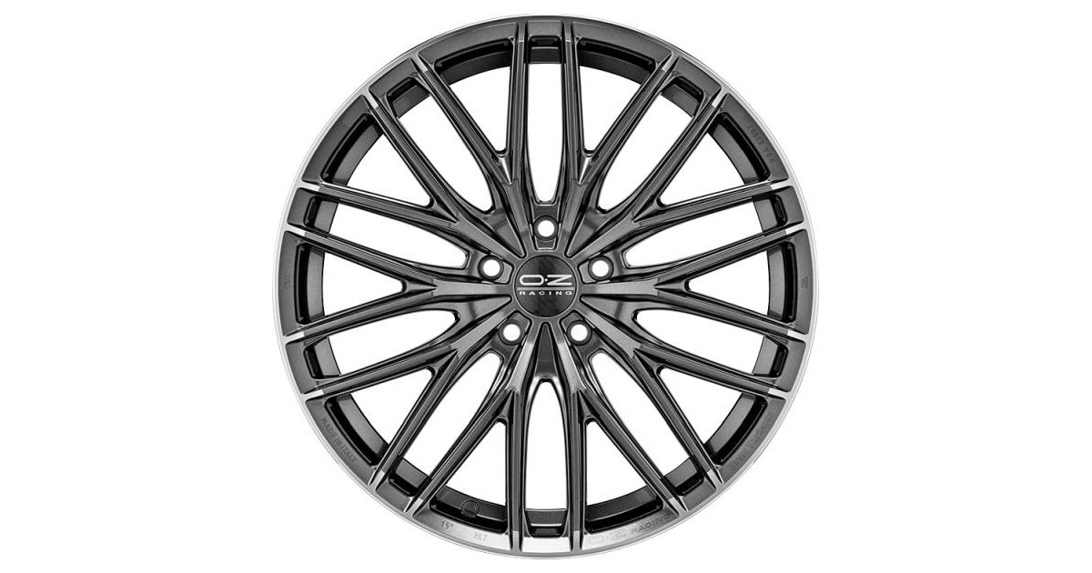 Jante ALU, OZ Gran Turismo HLT - Graphite brillant / liseré poli 8.5X20 5/108 ET45, Alésage 75