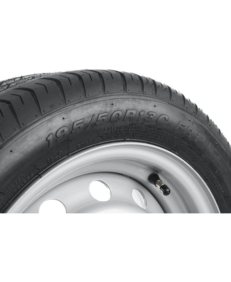 Jante Tole/Acier Roue complète pour remorque (Grise), 4.5X13 4/100 ET30, Alésage 57.1 / Pneu Leao R701 195/50R13C 104/101N