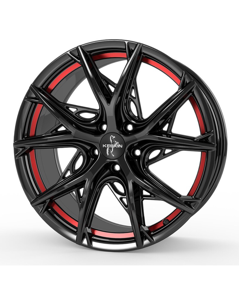 Jante ALU, Keskin Tuning KT24 BLACK PAINTED RED INSIDE 8.5x19 5/ 112 ET30, Alésage 66.6
