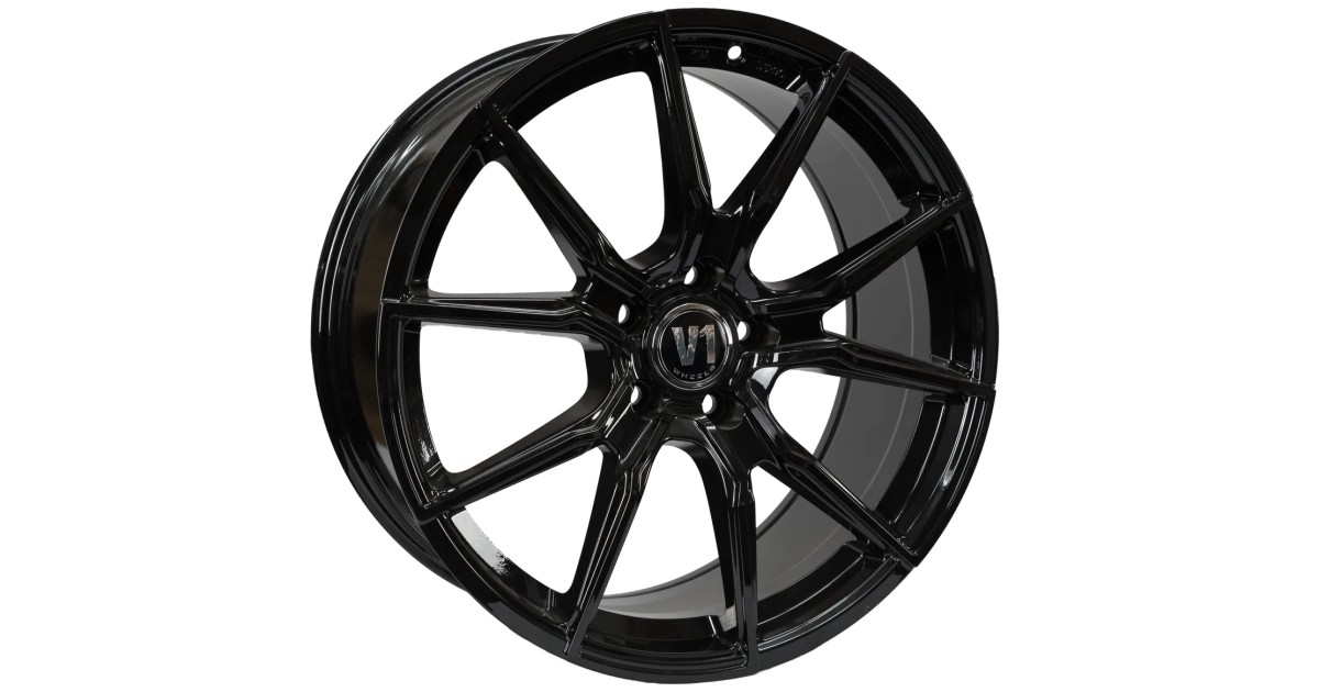 Jante ALU, V1 Wheels V1 Noir brillant laqué 8.50X19 5/ 112 ET45 , Alésage 66.6