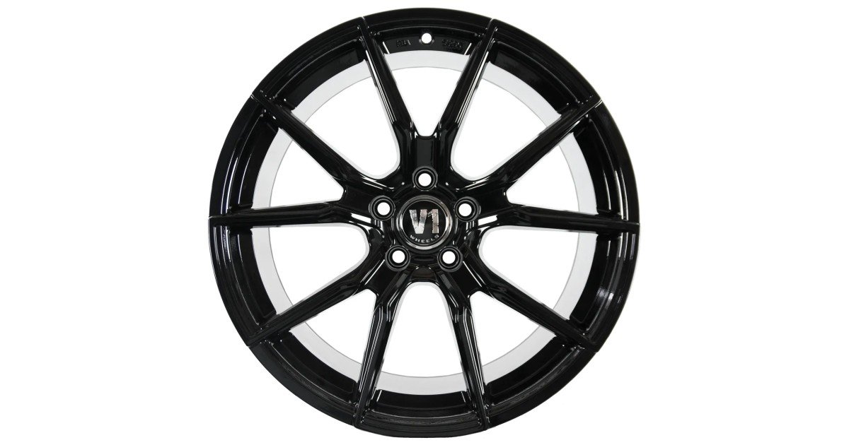 Jante ALU, V1 Wheels V1 Noir brillant laqué 8X18 5/ 112 ET35 , Alésage 66.6