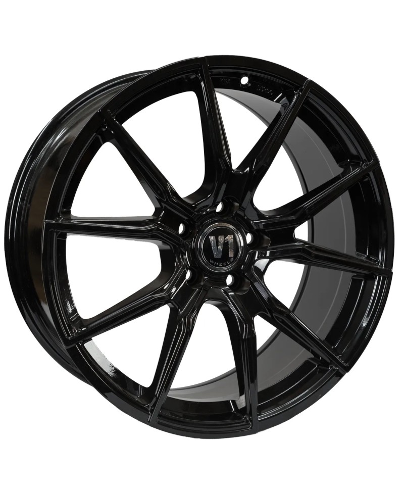 Jante ALU, V1 Wheels V1 Noir brillant laqué 8X18 5/ 112 ET45, Alésage 66.6