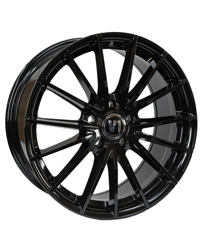 Jante ALU, V1 Wheels V2 Noir brillant laqué 8.5X19 5/ 112 ET35 , Alésage 66.6