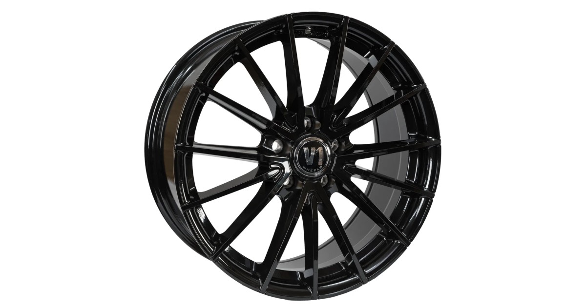 Jante ALU, V1 Wheels V2 Noir brillant laqué 8.5X19 5/ 112 ET35 , Alésage 66.6