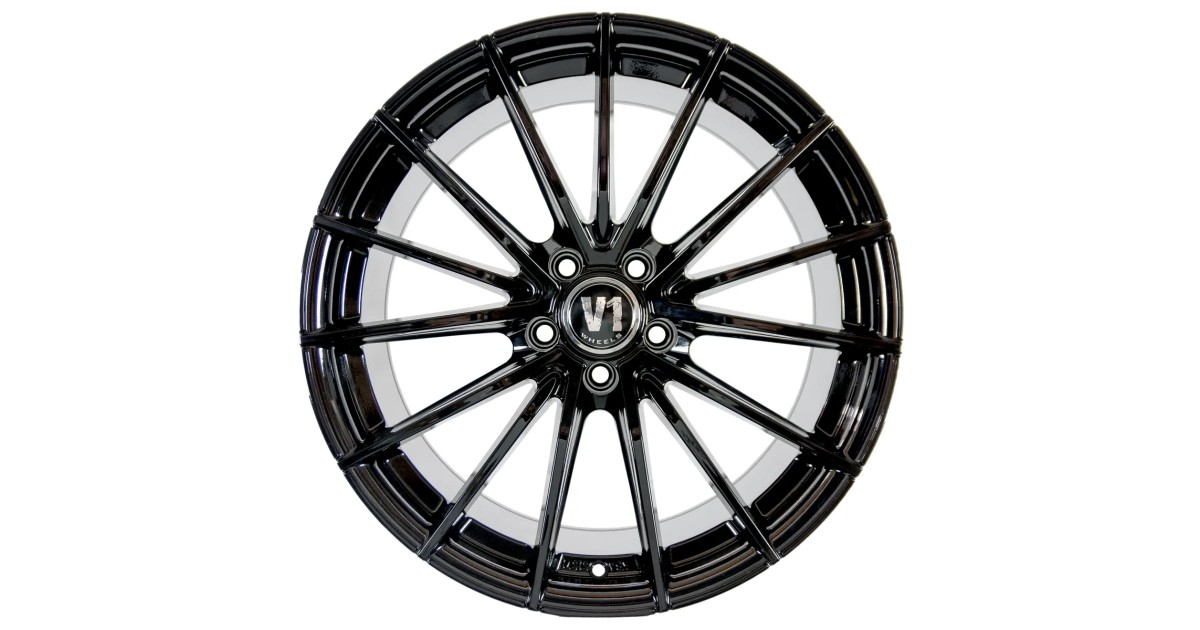 Jante ALU, V1 Wheels V2 Noir brillant laqué  8X18 5/ 112 ET45 , Alésage 66.6
