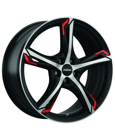 Jante ALU, Ronal R62 RED Jetblack-mat , Face polie 8X19 5/ 112 ET35, Alésage 76