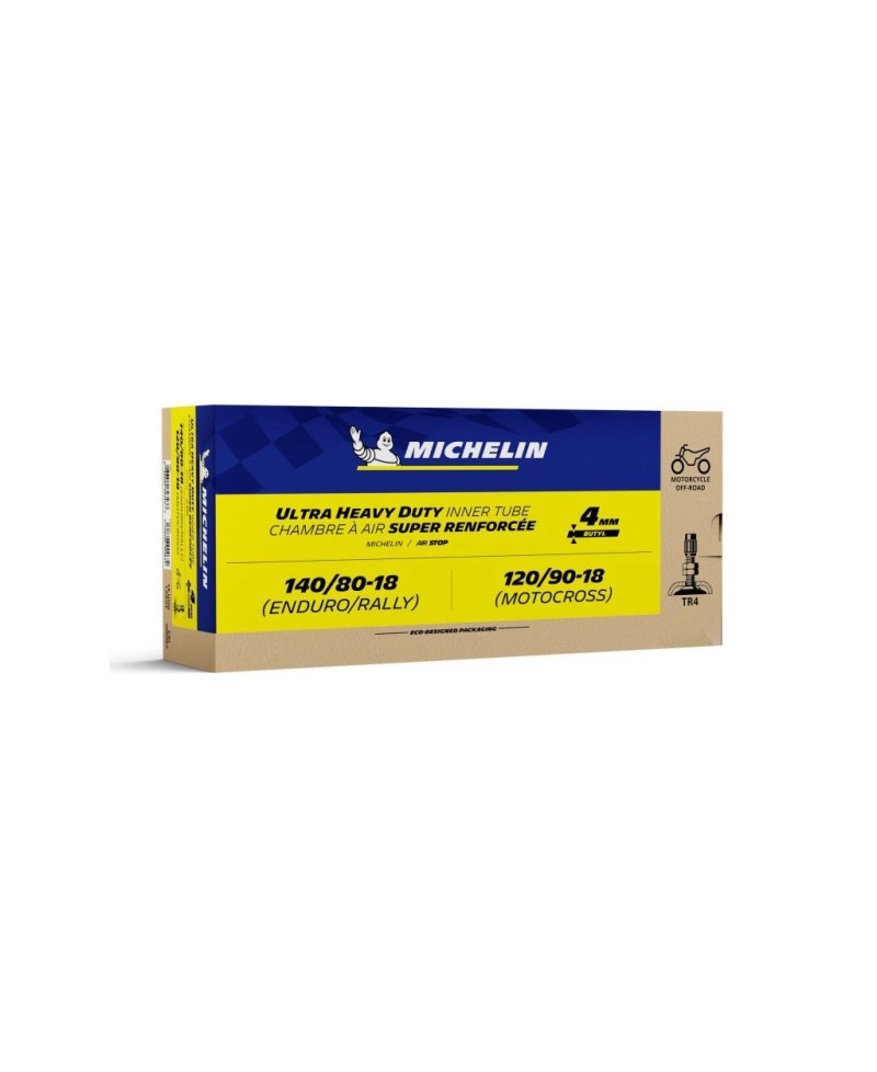 Chambres à air, Michelin,  18UHD , No 600967, Super renforcée 4 mm , Valve droite TR4