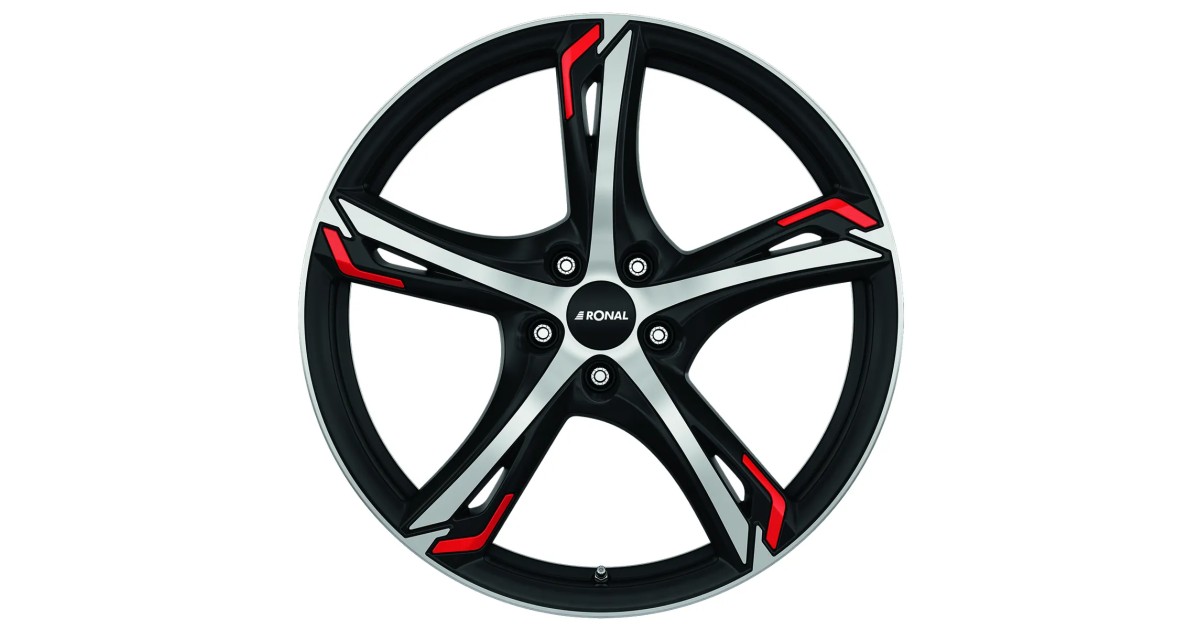Jante ALU, Ronal R62 RED JETBLACK-MATT , FACE POLIE 8X19 5/ 112 ET50, Alésage 76