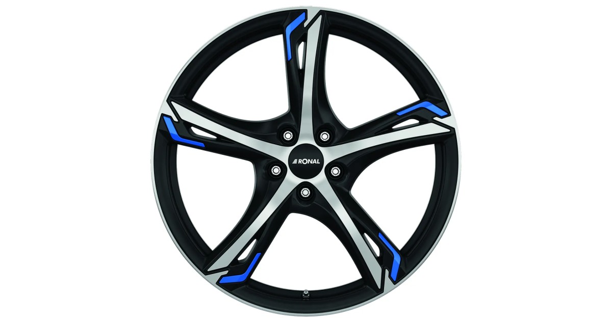 Jante ALU, Ronal R62 BLUE JETBLACK-FRONT POLISH 8X19 5/ 112 ET45, Alésage 76