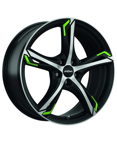 Jante ALU, Ronal R62 GREEN JETBLACK-MATT- FRONT POLISH 8X19 5/ 112 ET45, Alésage 76