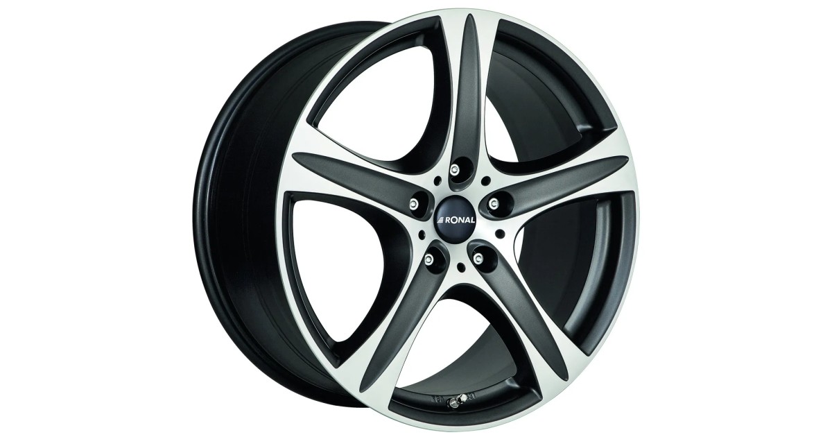 Jante ALU, Ronal R55 SUV Noit mat , Face polie 9X19 5/ 112 ET30, Alésage 76