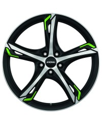Jante ALU, Ronal R62 GREEN JETBLACK-MATT-FRONT POLISH 7.50X18 5/ 120 ET45, Alésage 82