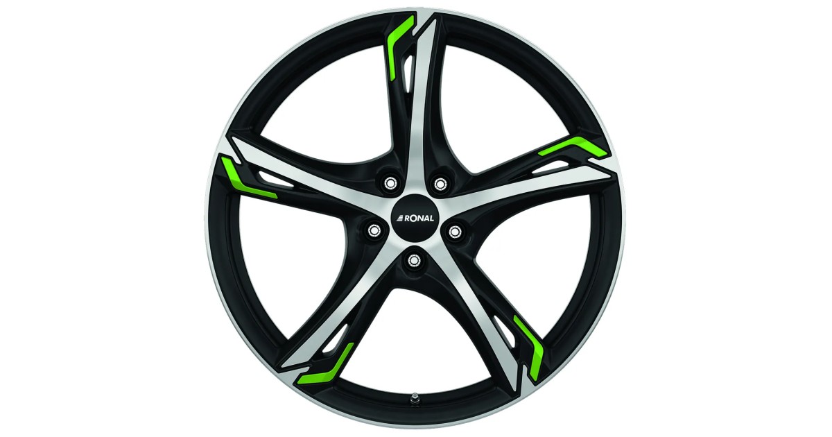 Jante ALU, Ronal R62 GREEN JETBLACK-MATT-FRONT POLISH 7.50X18 5/ 120 ET45, Alésage 82