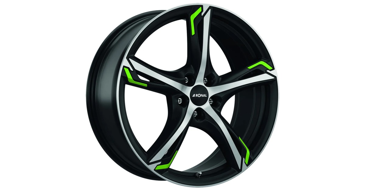 Jante ALU, Ronal R62 GREEN JETBLACK-MATT-FRONT POLISH 8.5X20 5/ 108 ET40, Alésage 76